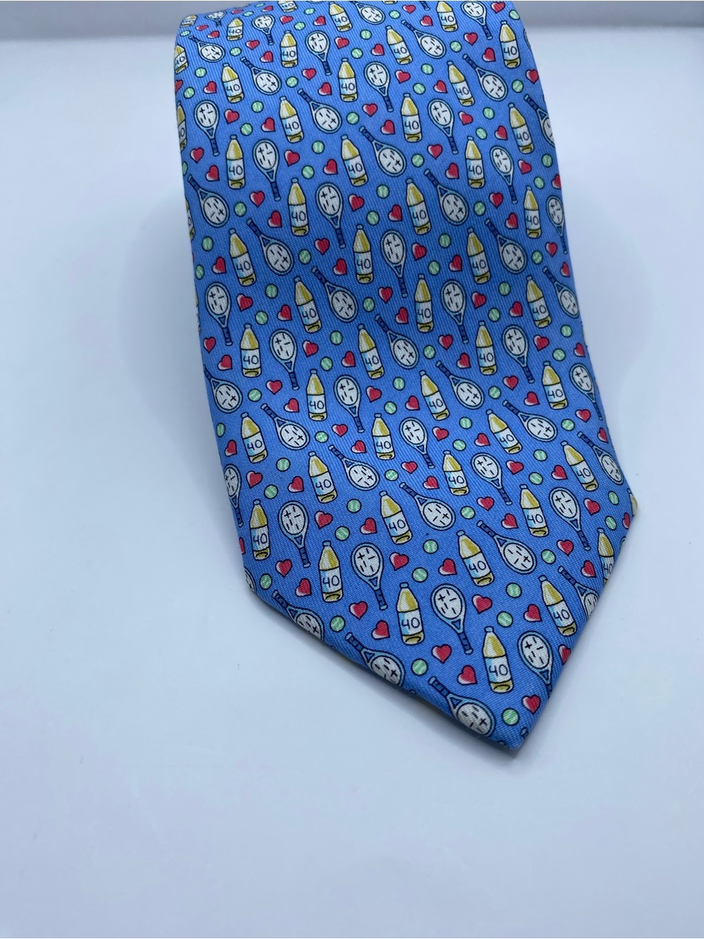 Vineyard Vines Light Blue Tennis & Champagne Print Tie